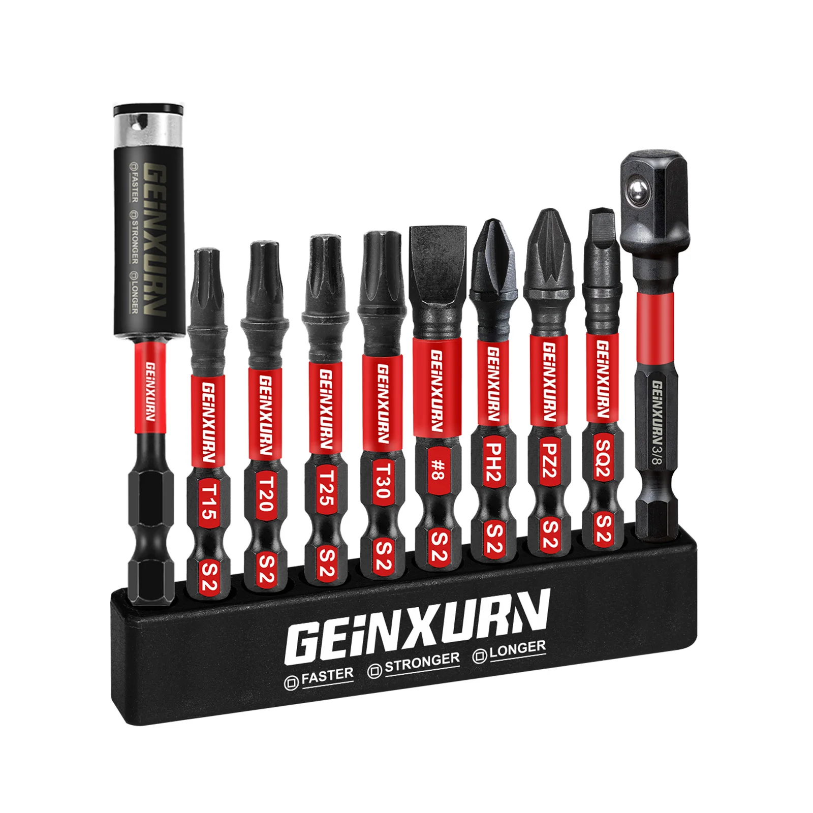 Juego de brocas para conductor de impacto mixto Geinxurn, broca de acero de aleación S2 de 2 pulgadas (PH,TORX,SL,PZ,SQ) con organizador de almacenamiento