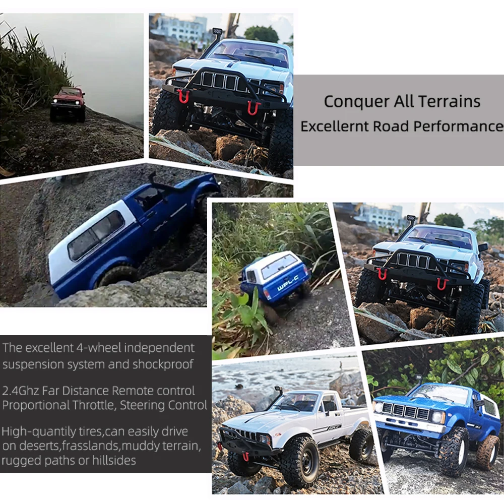 子供用電動ラジコンカー1:16,C24-1 g,4wd 2.4,クローラー,登山トラック,LEDライト,1/16,子供用ギフト玩具
