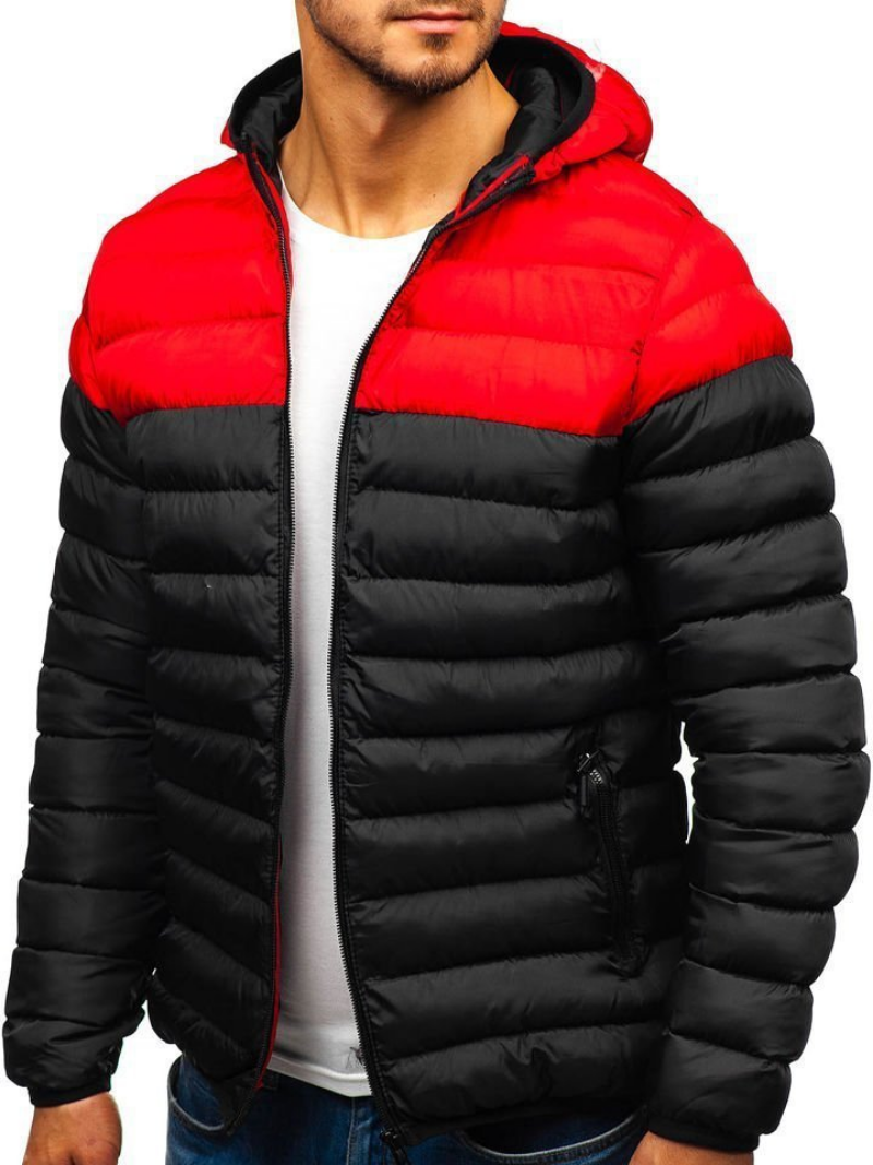 Chaqueta de invierno para hombre, sudaderas con capucha, abrigo, Parkas informales, chaquetas de invierno para hombre con retazos de dos colores