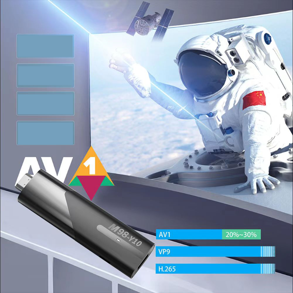 M98 Y10 Smart TV Stick Android 13 ATV Allwinner H618 2.4G/5G Dual WIFI Airplay Pré-instalado APP TV Stick
