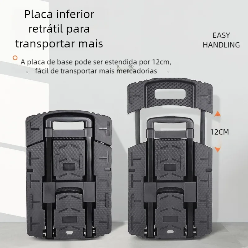 Carrinho de transporte dobrável dobrável pequeno Carrinhos de mão Carrinho de transporte retrátil Portátil Carrinho de carga silenciosa Ferramentas de manuseio de materiais