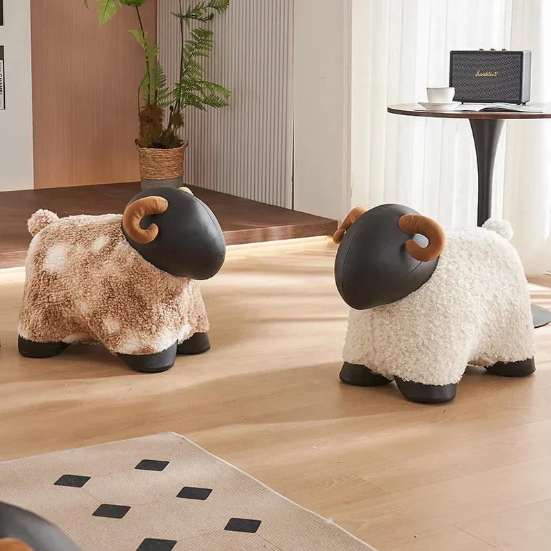 คุณภาพน่ารักLamb Shape Storage Ottoman Cozyรองเท้าBenchสําหรับตกแต่งห้องนั่งเล่นเด็กที่นั่งที่วางเท้าของขวัญโมเดิร์นผู้ถือขาตั้ง