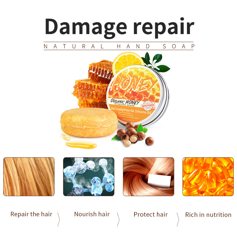 Champú de miel Natural, extracto de esencia vegetal, champú refrescante, caspa para el cabello suave y eliminación de aceite