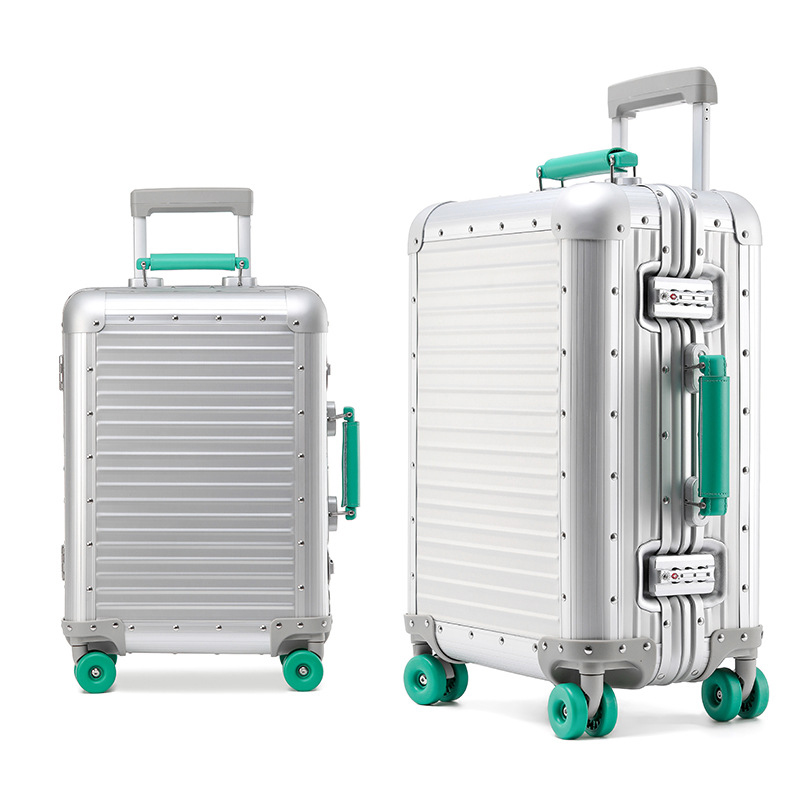 100% дорожный чемодан из алюминиево-магниевого сплава, чемодан на колесиках, 20/24 дюйма, тележка, ручная кладь, чемодан для посадки в кабине