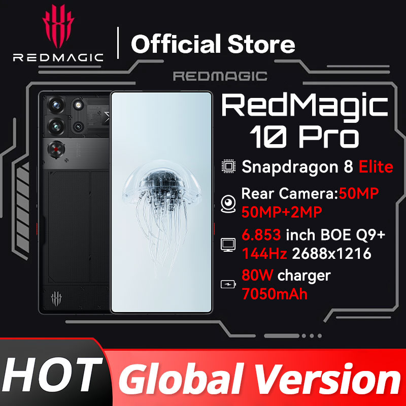 Original RedMagic 10 Pro 5G Global Version Gaming Mobile Phone 6.853" Snapdragon 8 Elite 7050mAh 80W Charge 50MP NFC