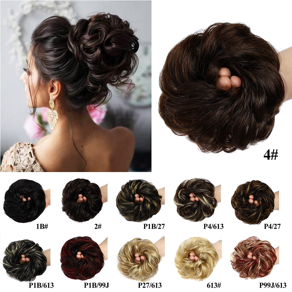 BHF Donut-Chignons, Echthaar-Dutt, genäht, eine Hochsteckfrisur, lockig, unordentliche Donuts, Ring, Haarteil, Perücke, Remy, flauschiger Chignon, gewellte Dutts