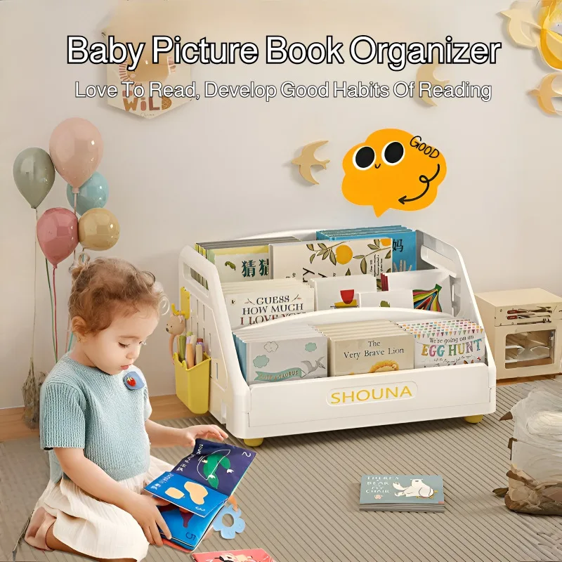 Children's Bookshelf Large Capacity Picture Book Rack Bay Window Desktop Storage Rack Simple Reading Rack Baby Toy Organizer