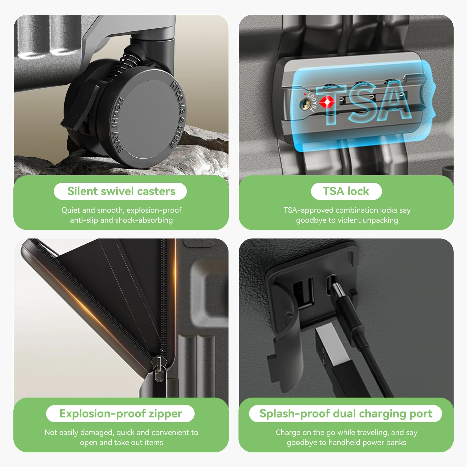 AIWEINY 2025 Koffer met aluminium frame, pc-harde schaal, drukbestendige reisbagage, 360° °   Stille zwenkwielen, met TSA-slot.