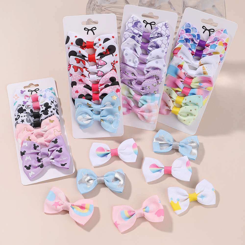 8 ชิ้น/เซ็ตแฟชั่นพิมพ์ Grosgrain ริบบิ้นผม Bows คลิปขนาดเล็กสําหรับทารกเด็กหญิง Headwear DIY เด็กอุปกรณ์เสริมที่ดีที่สุดของขวัญ