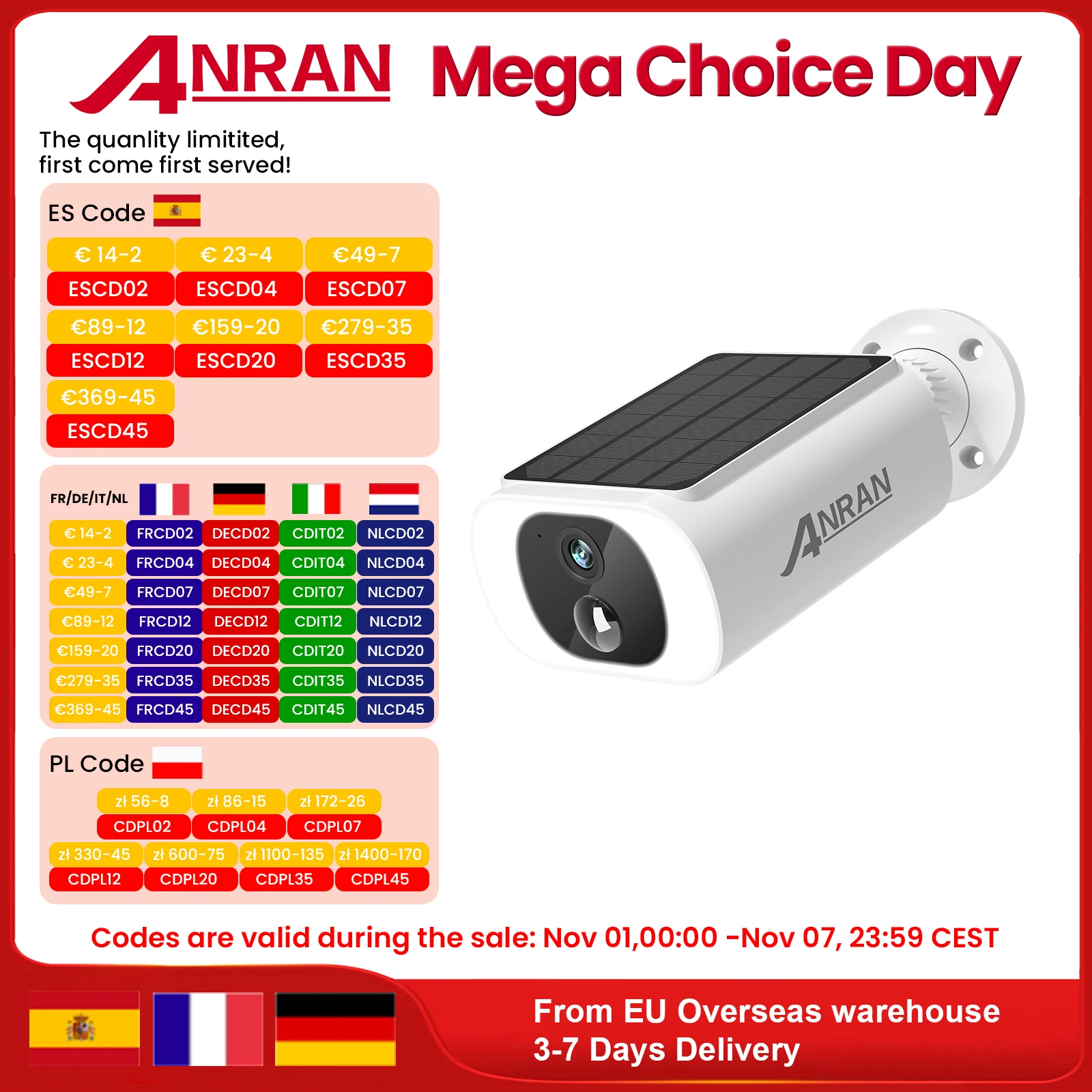 ANRAN 2K Solar-Überwachungskamera 3/5MP Outdoor Wireless 2,4G WIFI Kamera Batterie Cam Flutlicht Farbe Nachtsicht kann NVR hinzufügen