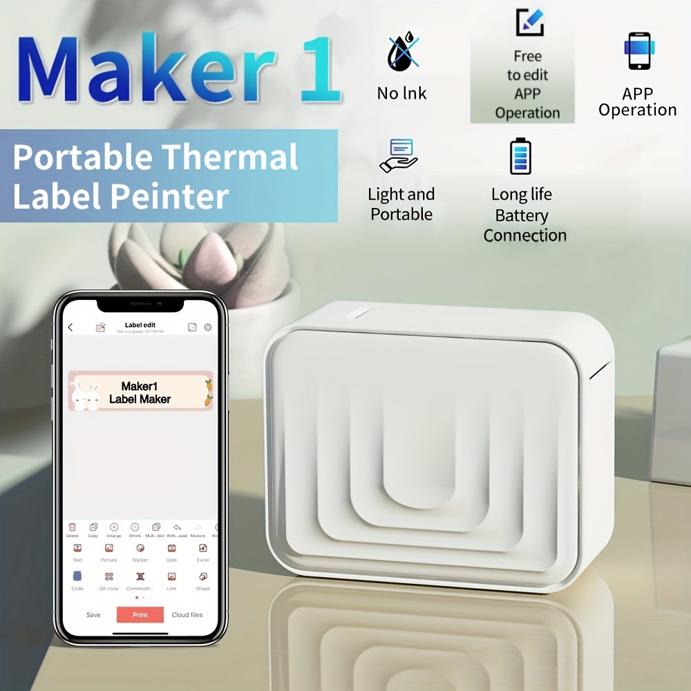 M1 portable ink free Bluetooth mini thermal label printer, similar to D30P15 D11 D101 D110 printer, or corresponding consumables