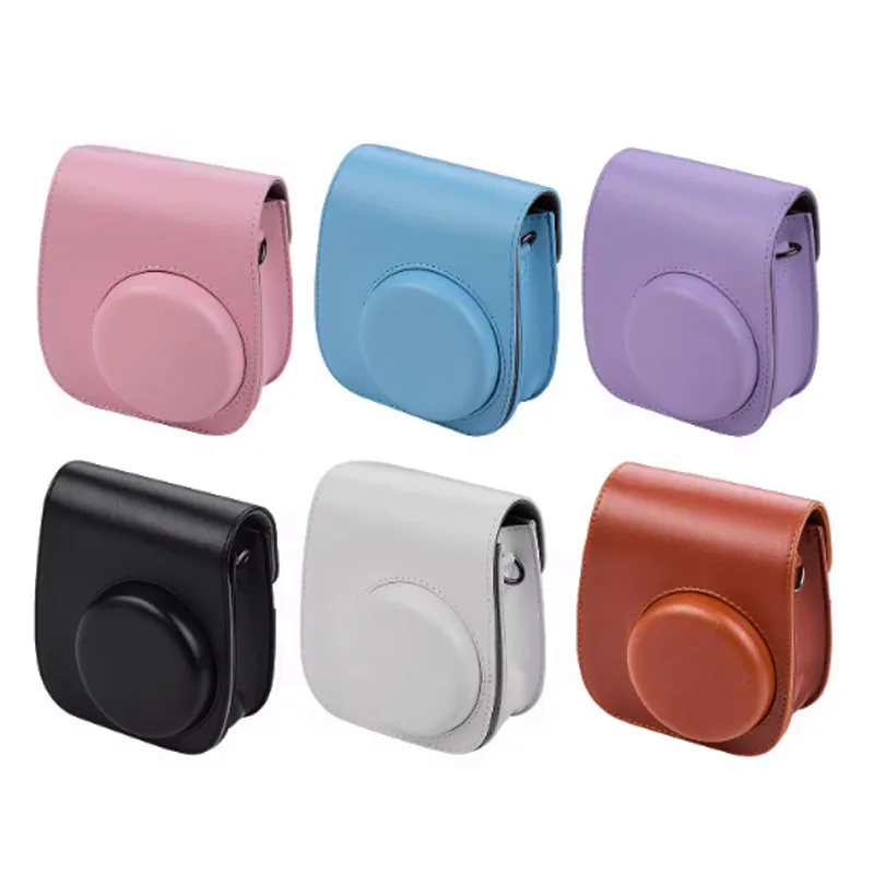 Für Fujifilm Film Kameratasche für Instax Mini 11 9 8 Kameratasche PU-Leder Weiche Silikonhülle Tasche mit Schultergurt