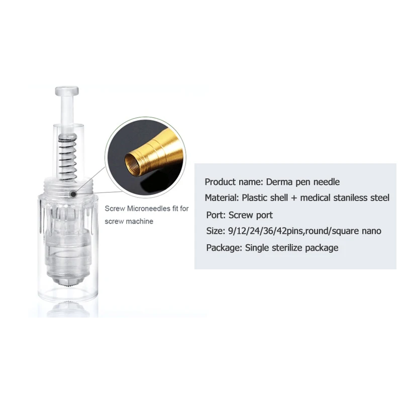 10 Chiếc Vít Microneedling Nano Kim Hộp Mực Kim Bí Quyết Điện Tự Động Microneedle Derma Tem Bút Thường Trực Trang Điểm