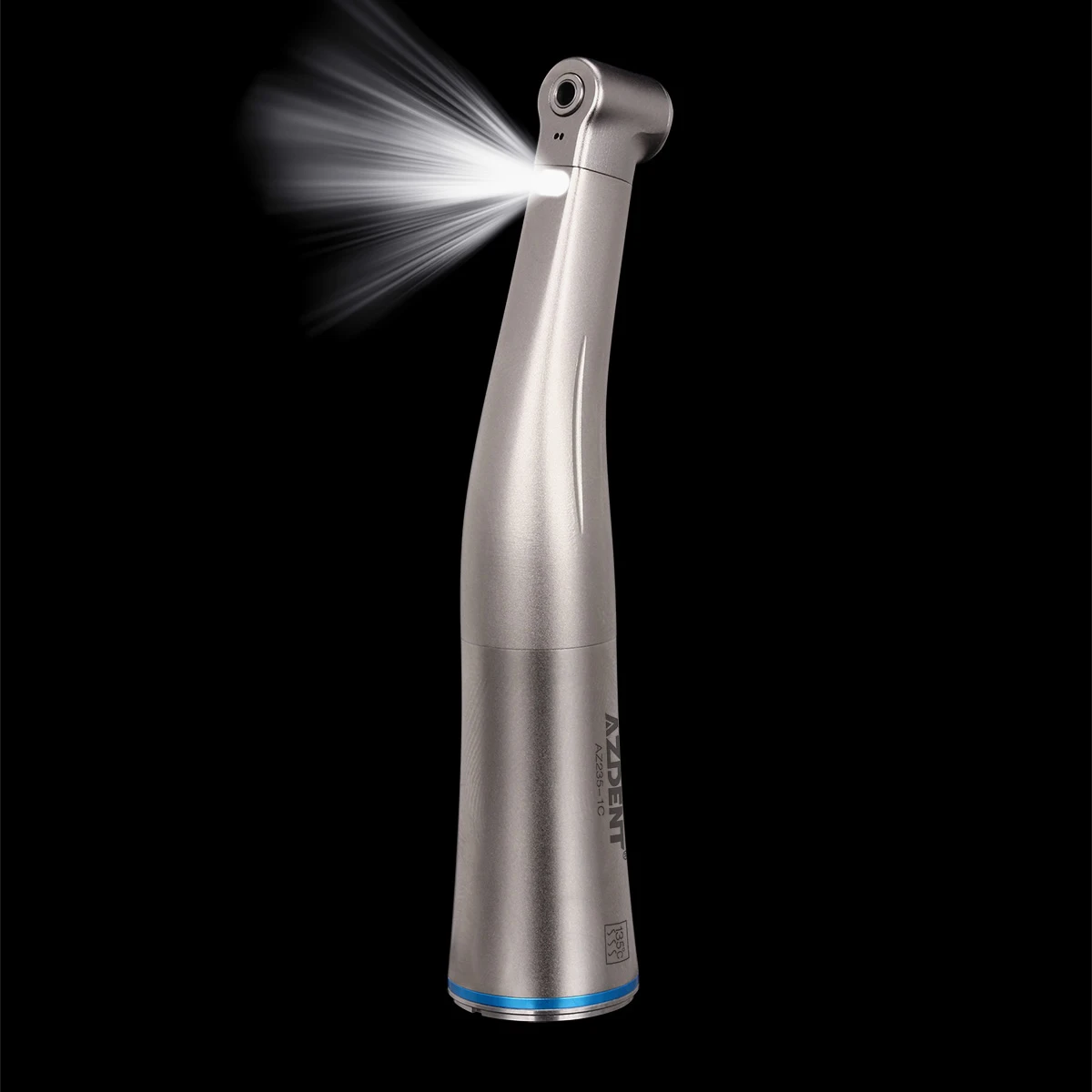 AZDENT Dental 1:1 LED Fiber Optic Handpiece Internal Water Spray Contra Angle Push Button Chuck Blue Ring Low Speed Handpiece