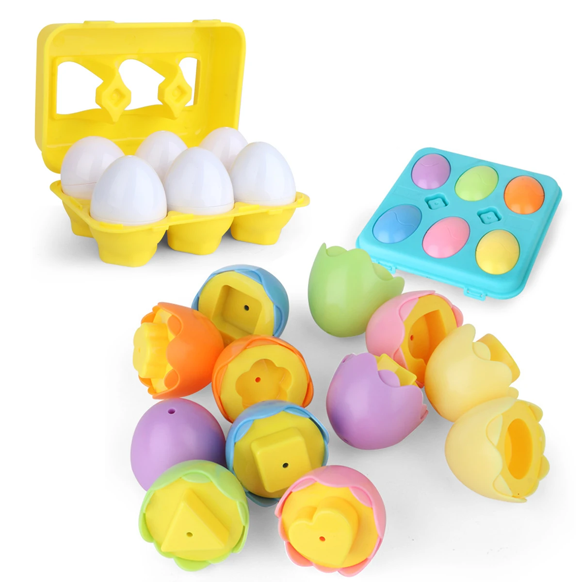 Mini Eggs Color Shape, Pair Smart Egg Toys Recognition Sorter Puzzle Game Education Learning For Toddlers Boys Girls Gifts