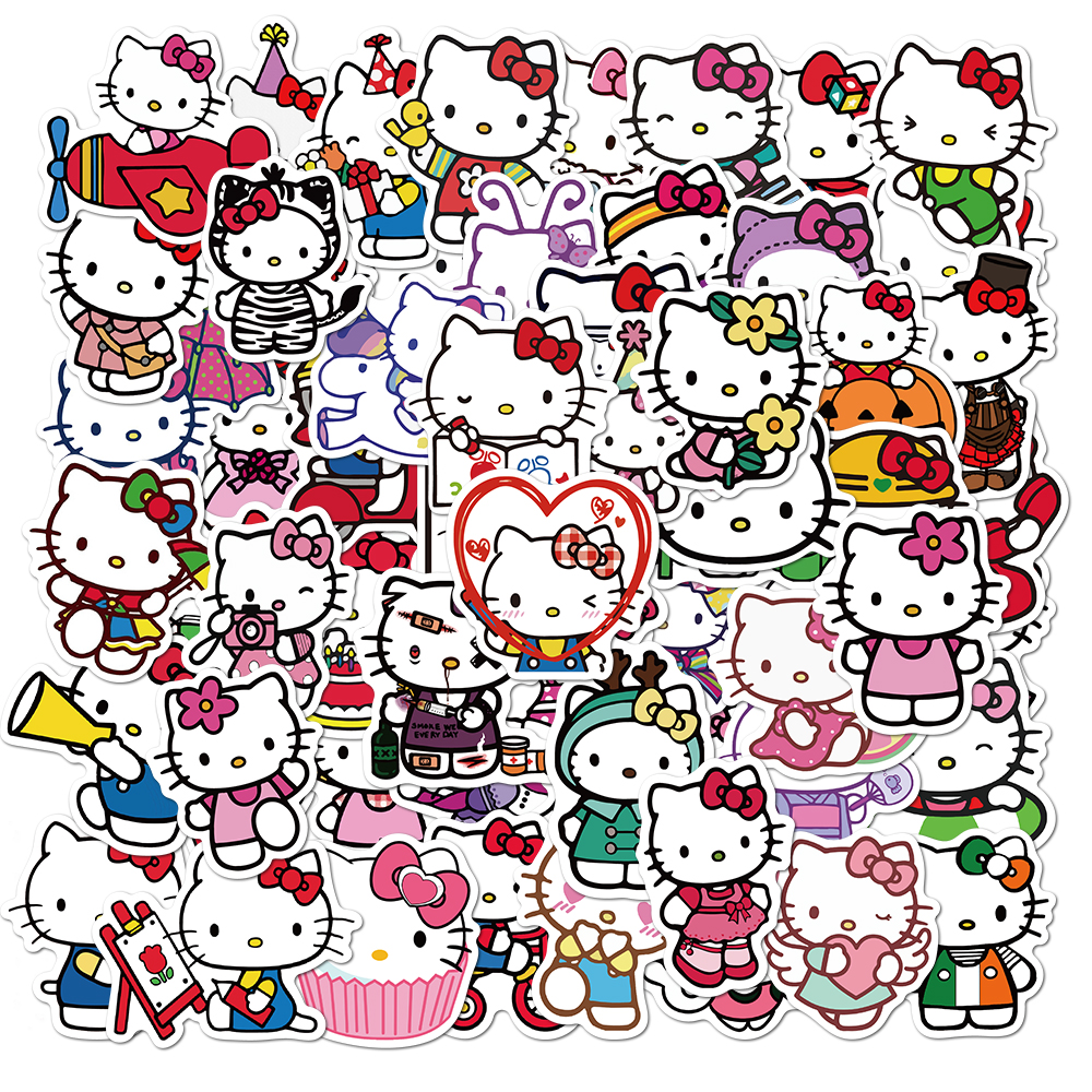 50 pçs série sanrio olá kitty kuromi adesivos bonito multi-purpose adesivos à prova dwaterproof água decorativo geladeira computador adesivos