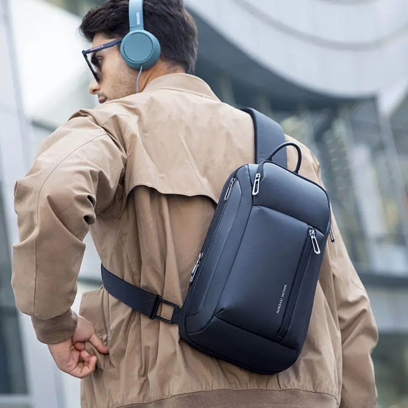 Mark ryden 11 bolsa na moda materiais à prova dwaterproof água saco de peito masculino com grande capacidade moda multi-bolsos saco fino para masculino