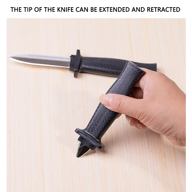 Props ของเล่นตลกเมจิกพลาสติก Retractable มีด Joke Prank Props มีดเคล็ดลับน่ากลัวปลอมกริชตลก
