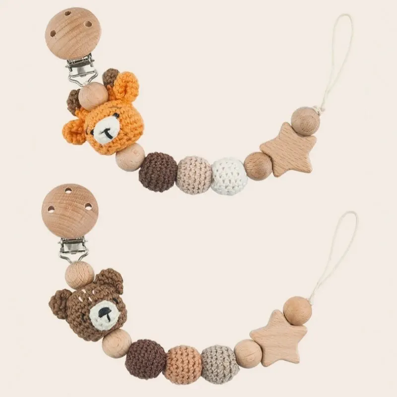 Baby Pacifier คลิปโครเชต์เด็ก Pacifier CHAIN Baby Teething กาว DIY การ์ตูนสัตว์ Pacifier CHAIN PROOF รถเข็นเด็กจี้