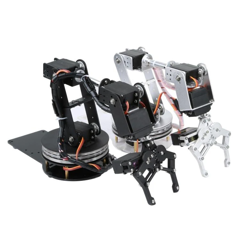 Braço robô mg996 6 dof com garra de metal, base rotativa de disco 180/360 para robô arduino, kit diy, arquivos 3d uno/esp32, robô programável