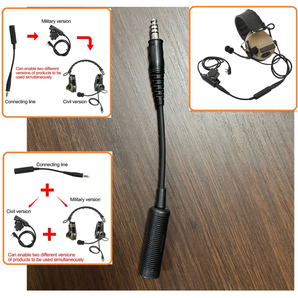 U-174 Nato/Militaire Naar Civiele Tactische Headset Ptt Adapter Kabel, Voor Ptt Verbinding Met De Originele Militair Gedefinieerde Headset