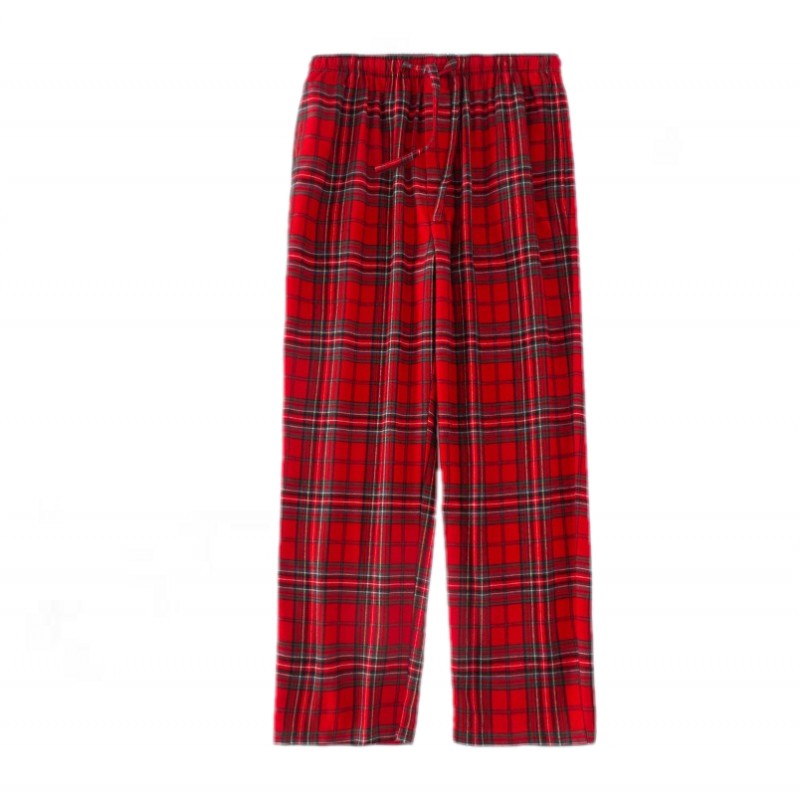 Primavera outono homens 100% algodão sleep bottoms masculino vermelho pijamas calças casuais xadrez casa calças casais calças de pijama de alta qualidade