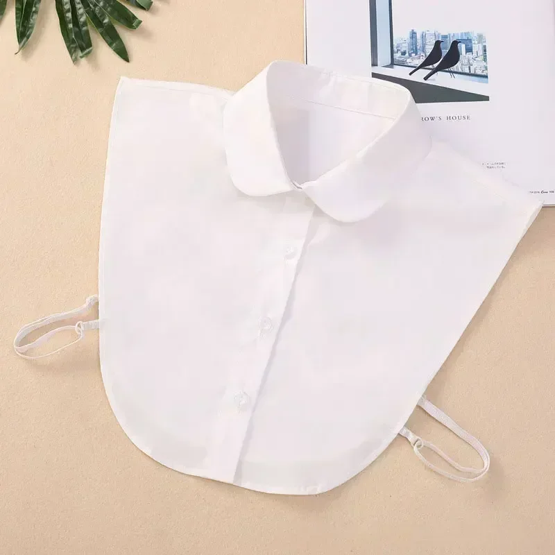 Blusa de encaje de algodón con cuello falso para mujer, blusa Vintage lisa desmontable con cuello de camisa, blusa con solapa falsa, accesorios de ropa para mujer