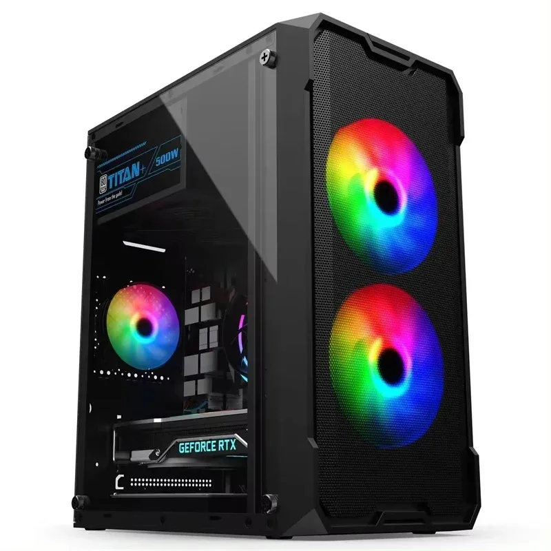 # l For cheap full gaming pc with gpu custom computer set equipment desktops prebuilt wholesale build desktop gamer pc rx580 gpu