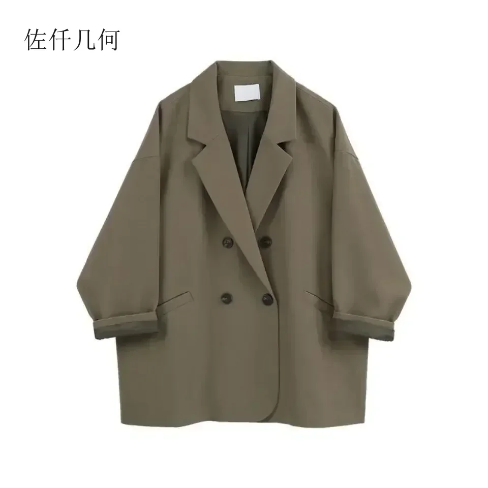Blazer feminino primavera e outono 2024 nova moda coreano vintage terno jaqueta feminina blazers de grandes dimensões