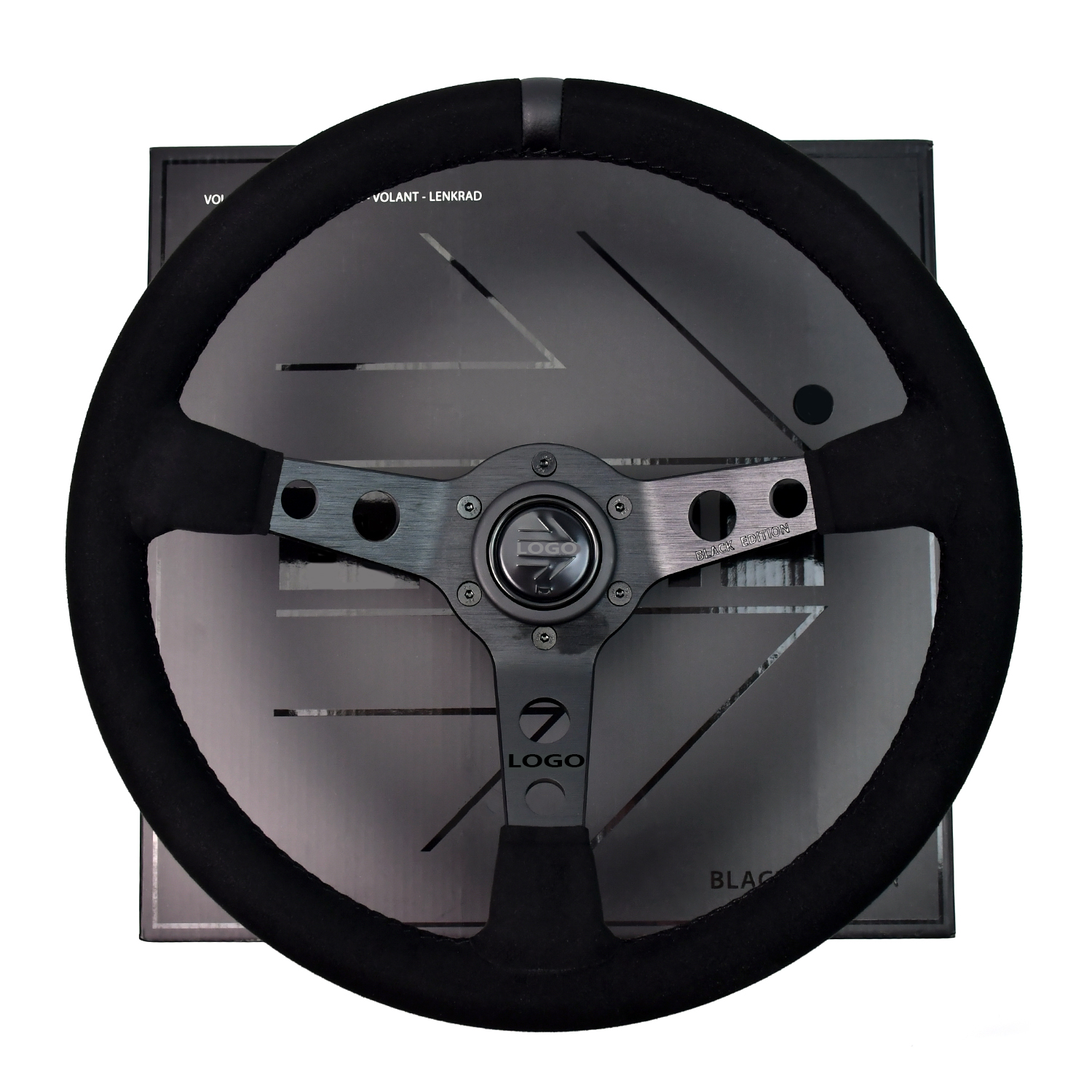 MONO 14-дюймовый 350-мм автомобильный руль из замши/натуральной кожи Deep Concave Drift JDM Racing Black Edition