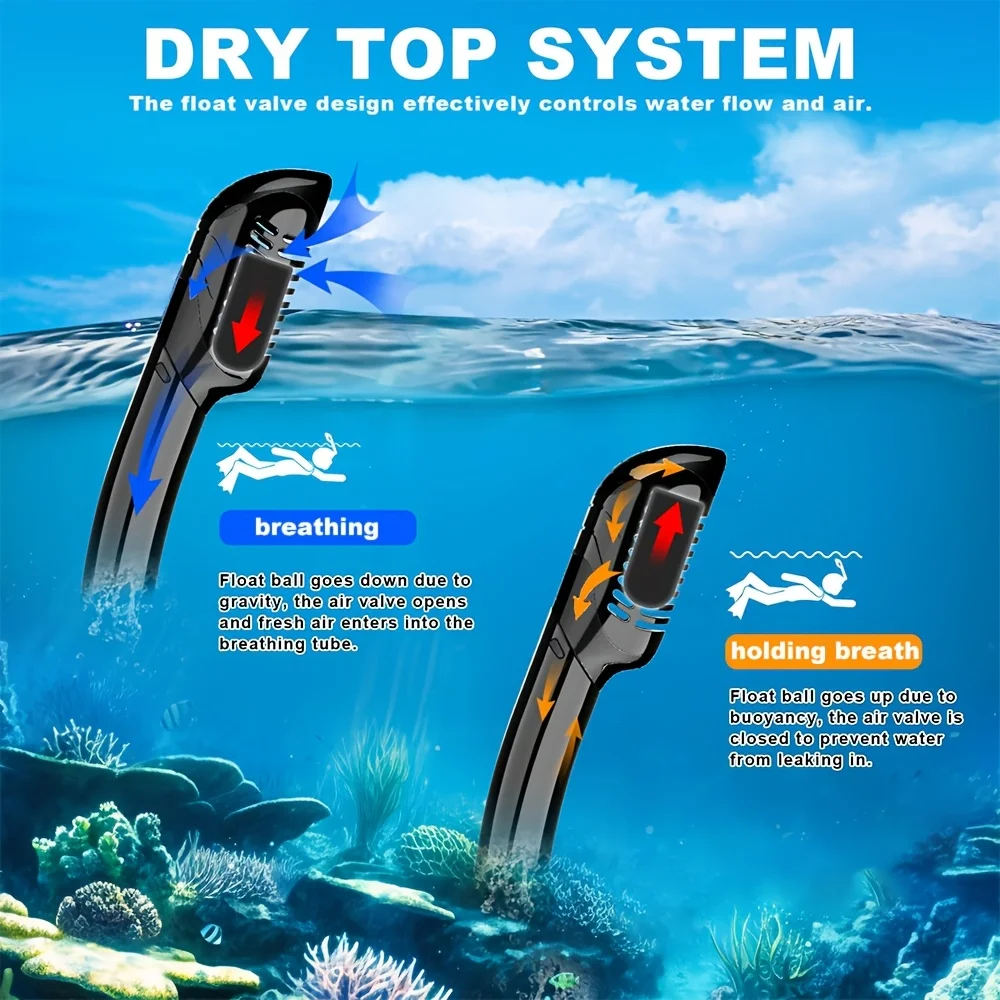 Máscara de buceo, juego de snorkel para adultos, vidrio templado, equipo de snorkel panorámico profesional, Kit de snorkel de Entrenamiento de natación