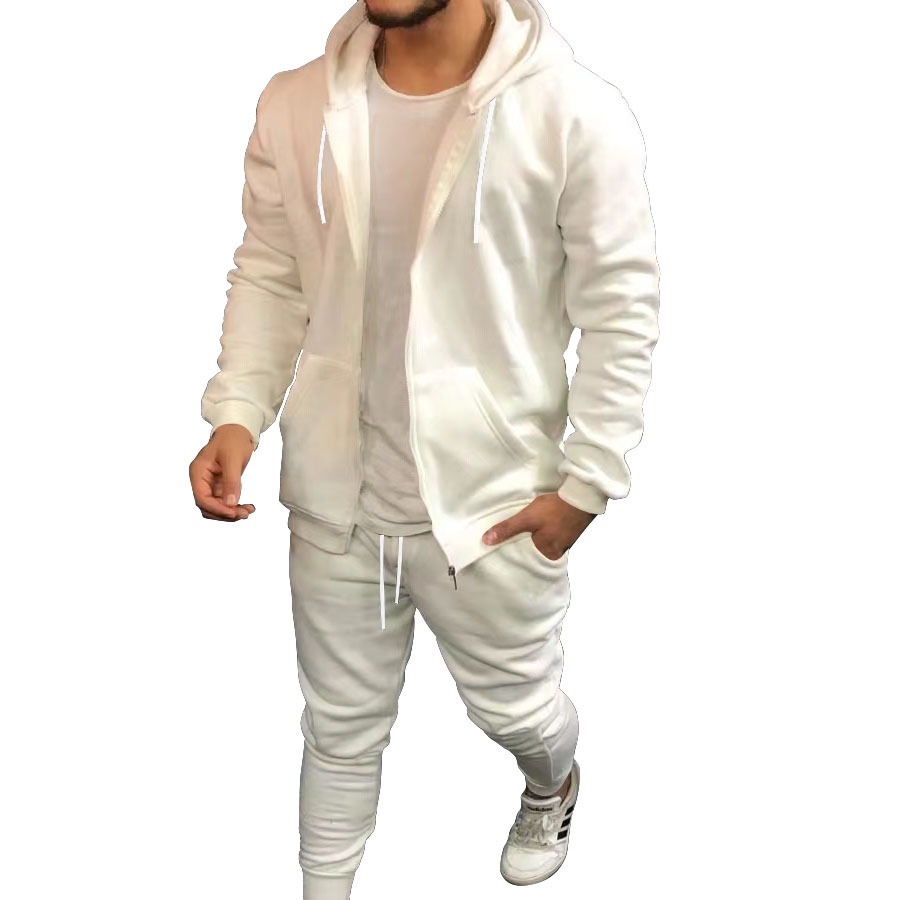 Frühling Herbst Sport Herren Sets Einfarbig Mode Casual Anzug Mit Kapuze Strickjacke Mantel und Hose Herrenmode Zwei Stück Set
