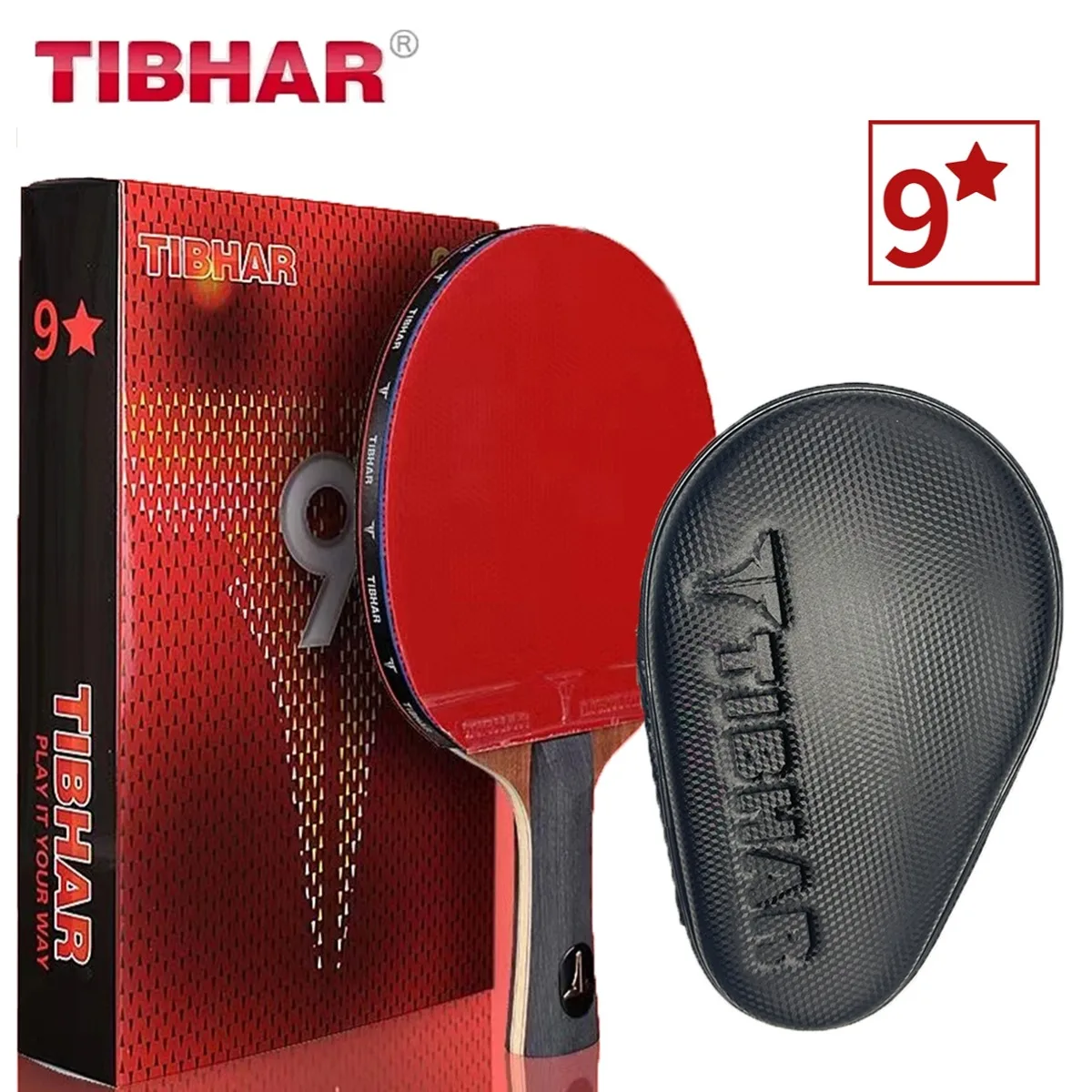 TIBHAR raqueta de tenis de mesa de 6/7/8/9 estrellas, goma adhesiva Superior, hoja de carbono, raquetas de Ping Pong, espinillas profesionales adhesivas