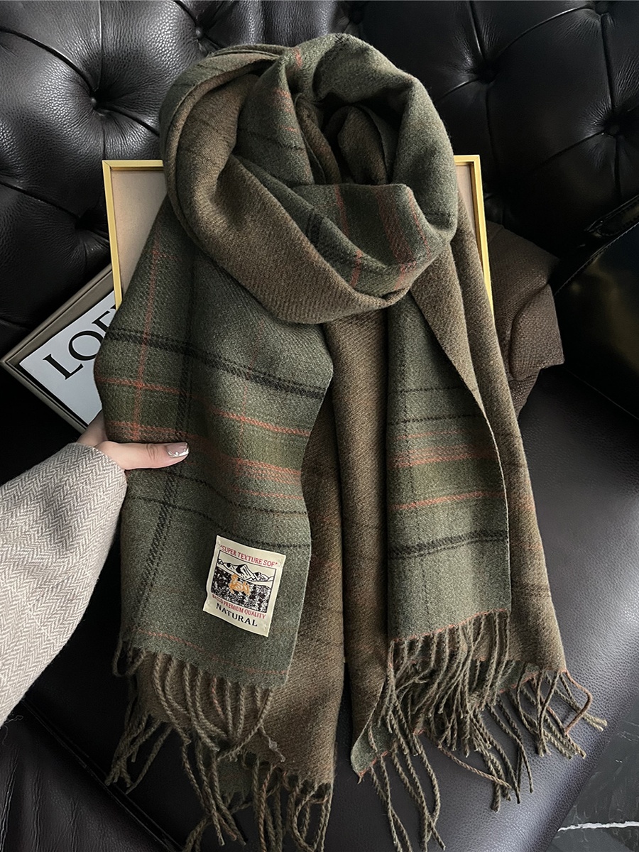 Bufanda De Punto Con Borlas Estilo Coreano Para Mujer Diseño De Cuadros De Alta Calidad Gruesa Y Caliente Para Otoño E Invierno