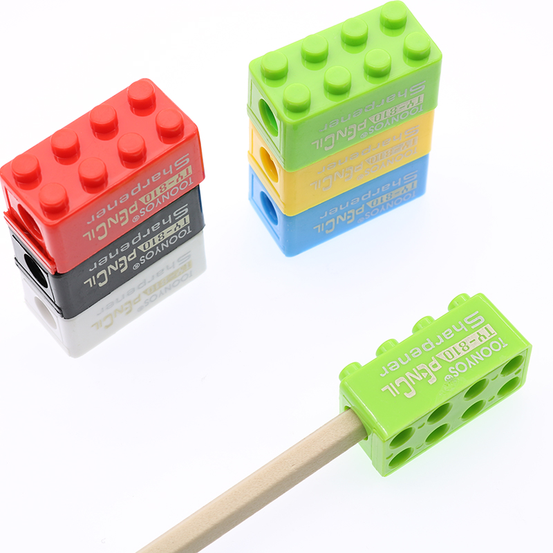 5-50pcs Building Blocks ดินสอ Sharpener การ์ตูนพลาสติกเด็กสํานักงานและโรงเรียนเครื่องเขียนนักเรียนสุ่ม Supply
