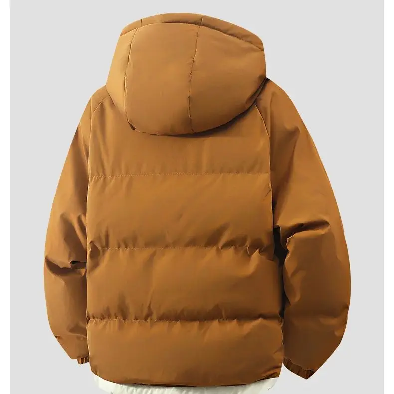 Masculino outerwear jaqueta com capuz inverno solto jaqueta de algodão homem moda parkas masculino à prova de vento grosso quente para baixo jaqueta