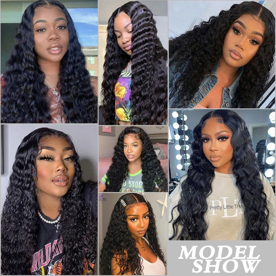 Brasileiro Remy Cabelo Weave com Fechamento, Onda Profunda Bundles, Extensões de Cabelo Humano, 4x4, Alta Qualidade