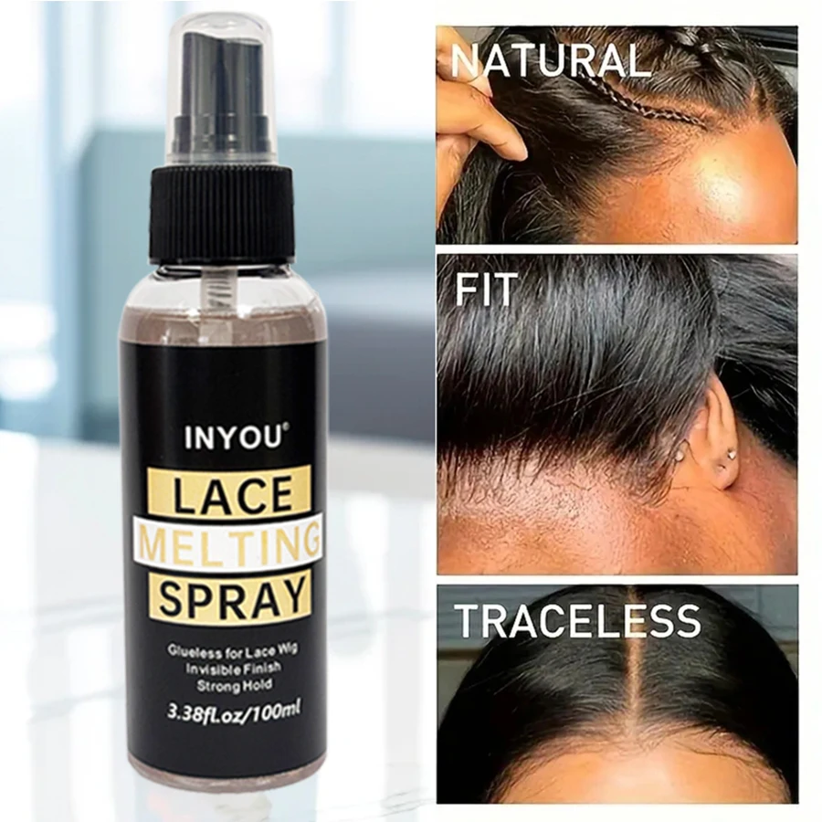 100ml peruca de renda derretendo e segurar spray forte acabamento natural peruca cola adesiva para frente do laço derreter super segurar spray de cabelo