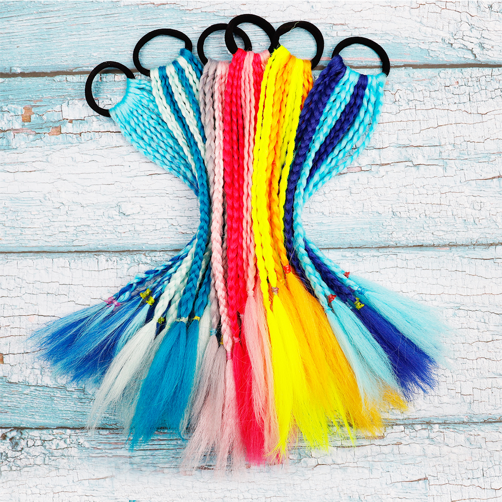 Trança colorida cabelo sintético rabo de cavalo corda gravata meninas princesa cor cauda peruca estilo das crianças acessórios do bebê