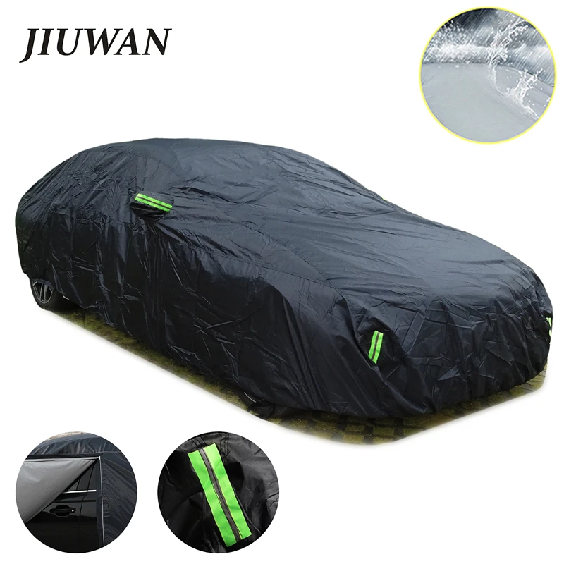 Universal suv/berlina completa carro cobre ao ar livre à prova dwaterproof água sol chuva neve proteção uv carro zíper design preto caso do carro capa S-XXL