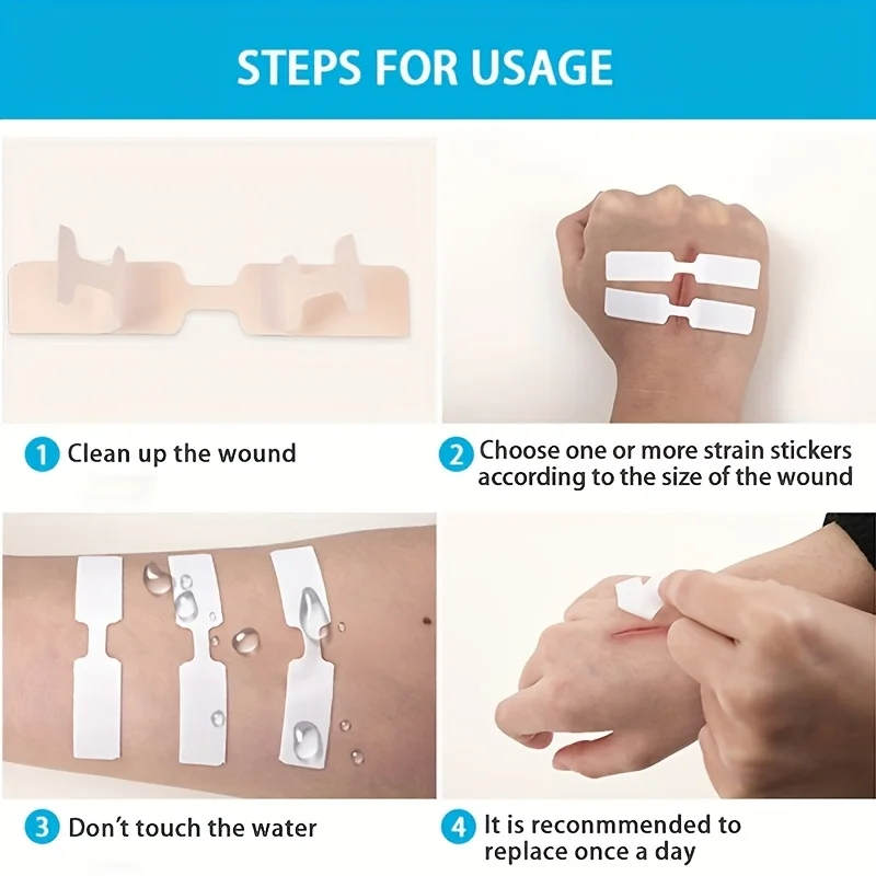 100pcs Butterfly Closure Bandage Strips - Adhesive Strip Stitch Bandages for Closing Skin Wounds with Non-Stick Pad