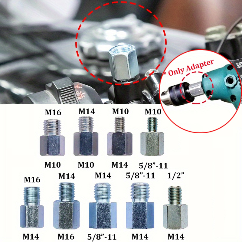 1 Stück Mehrzweck-Adapter M14 auf M10/M16 oder M14 auf 5/8-11 oder 5/8-11 auf M14 Universal-Gewindekonverter für Polierscheibe und Scheibe