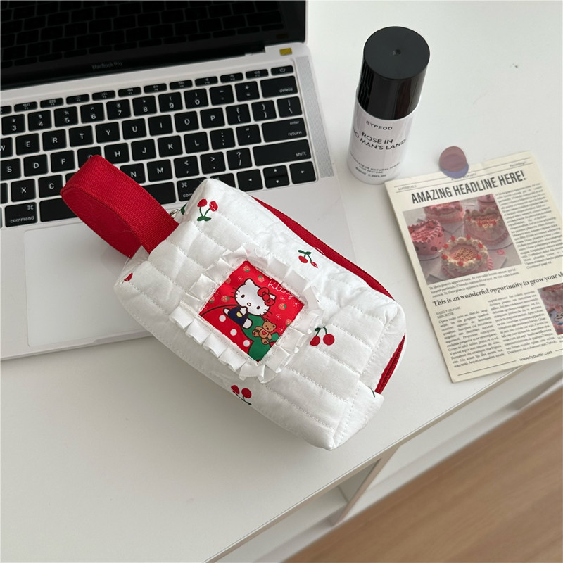 Kawaii Cartoon Hellokitty Make-up Tas Set Schattig Meisje Reizen Grote Capaciteit 3-delige Opbergtas Handtas Mode Geschenken