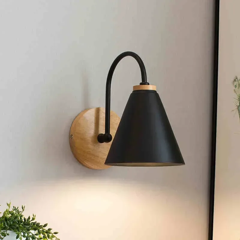 Nordic Wandleuchte Leuchte für Schlafzimmer Nachttisch Wohnzimmer Beleuchtung Leuchte Lampe Innen Holz Dekor Retro
