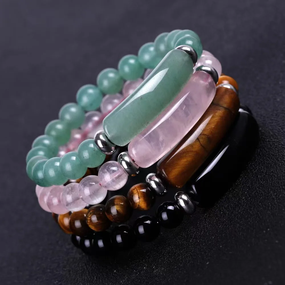 1 Stück Healing Handmade Stone Bracelet Turquoise Natural Malachite Gemstone Crystal Rough Bracelet Body Energie Yoga