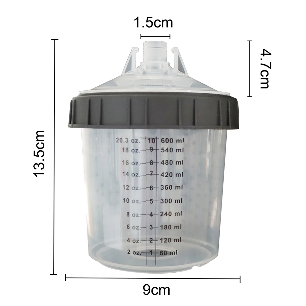 50 sztuk/zestaw Kubek do mieszania farby do pistoletu natryskowego H/O Szybki Kubek do pistoletu natryskowego Pojemnik 160ML/350ML/600ML Jednorazowy Kubek do farby