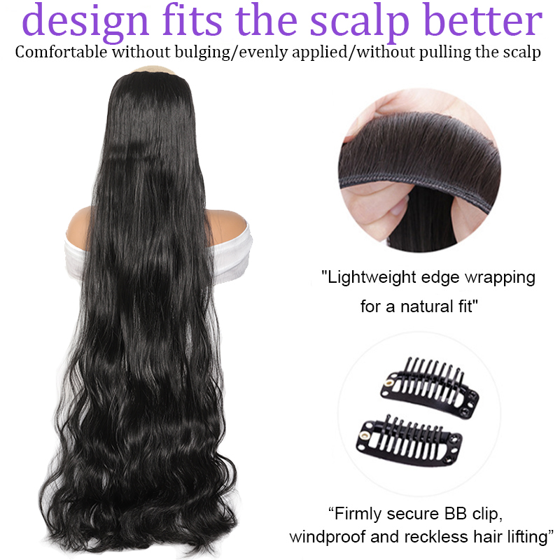 40 インチ超ロングウェーブのかかったヘアクリップヘアエクステンション合成ウィッグ女性用ウィッグパーティーのコスプレやさまざまな機会に最適