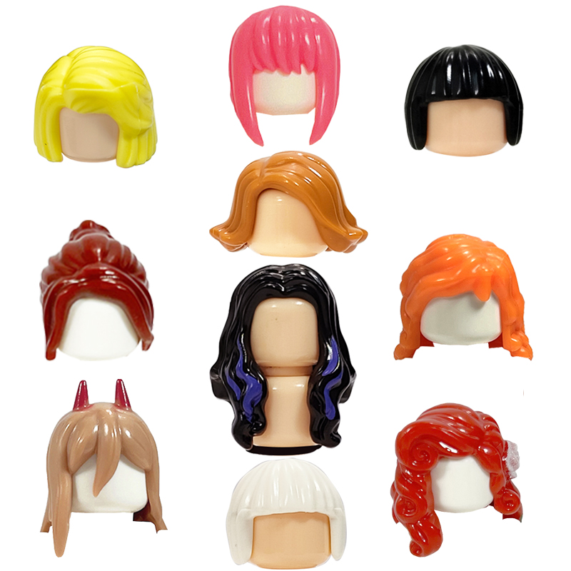 KT ミンビルディングブロック女の子の巻き毛アクセサリー Moc レンガセットフィギュア髪子供のおもちゃ