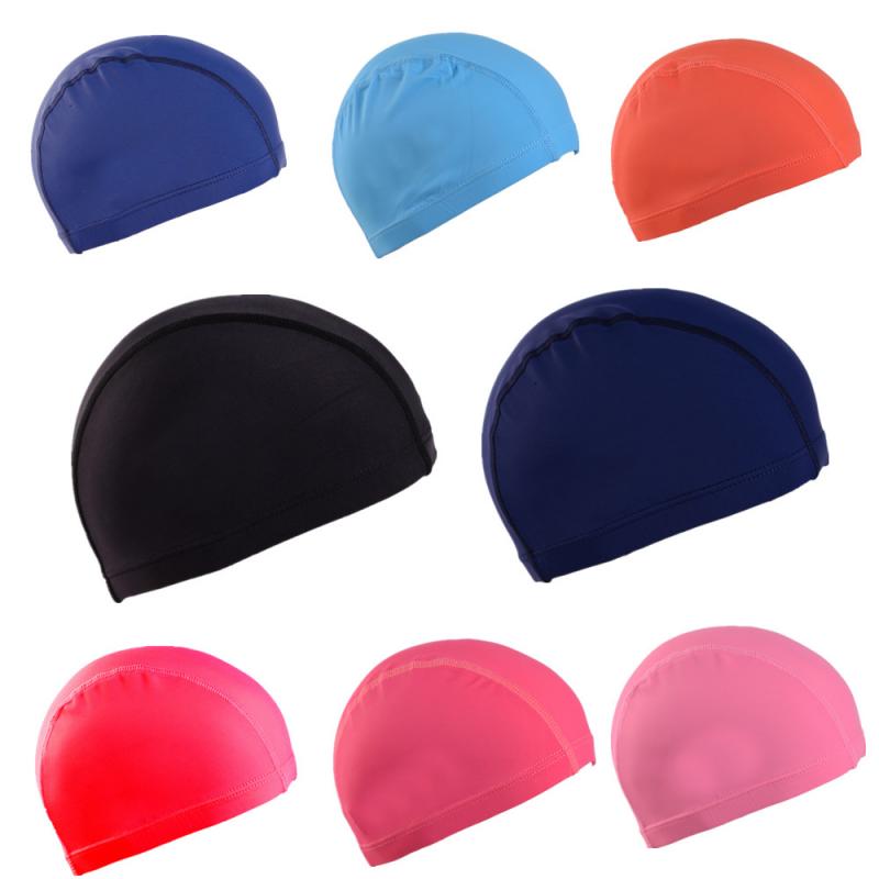 Gorros de baño ultrafinos, gorros de natación cómodos de tamaño libre para hombres y mujeres, gorro de natación de pelo largo con protección para los oídos de nailon elástico