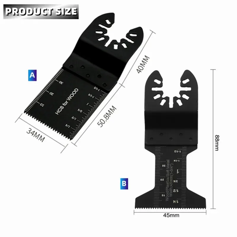 Hojas de sierra oscilantes, accesorios multiherramientas, hoja de sierra recta de acero rico en carbono, hojas de 34mm/45mm, herramientas manuales Diy, 1 ud.